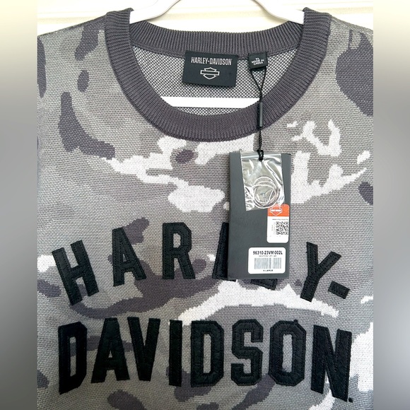 NEW HARLEY DAVIDSON 96310-23VM Men's XL SWEATER GREY CAMO - Picture 3 of 8